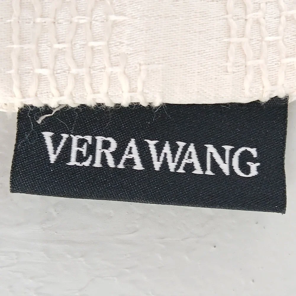 Vera Wang Euro Pillow Covers 2pc Set Cream Square Textured Sateen Zipper Luxury